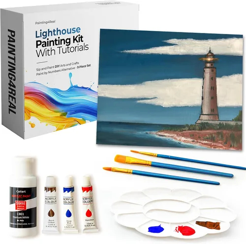 Miniatura 16 de Painting4Real Kit de clase de pintura de bricolaje para adultos con tutoriales en video: Aprende a pintar Amber Lake - Cómo pintar con acrílicos
