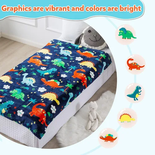 Miniatura 5 de mermaker Manta para Niños y Niñas, Manta Gruesa de Dinosaurios para Niños y Adolescentes, para Cuna, Carrito, Regalos de Cumpleaños, Navidad