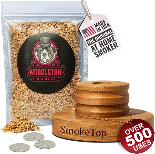 SmokeTop® Kit de ahumador de cócteles y alimentos, ahumador de bebidas de whisky y bourbon para ahumar a la antigua, cócteles, queso y carne con