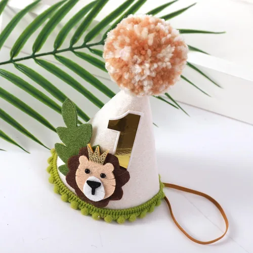 Miniatura 5 de Corona de primer cumpleaños con temática de león - Wild One Jungle Safari Decoración para niños