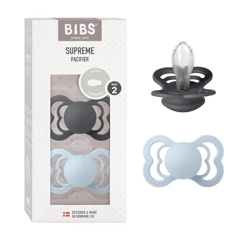 Miniatura 21 de BIBS Supreme Chupete para Bebé Paquete de 2 Hecho en Dinamarca Chupete Tranquilizador Sin BPA, Pezón Simétrico. Silicona, Talla 1 (0-6 Meses)