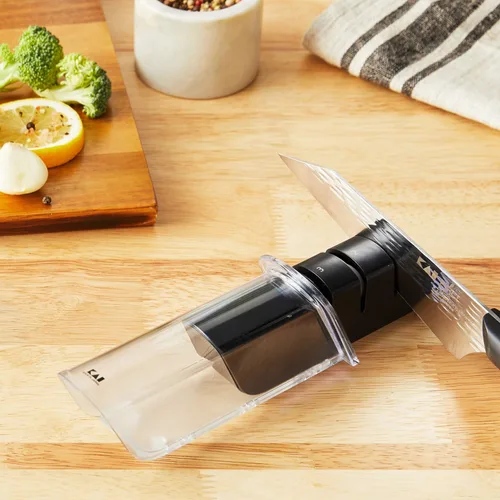 Miniatura 4 de Kai PRO - Sistema de afilado de diamante de cerámica, afilador retráctil de 3 pasos para cuchillas rectas de doble bisel, afilador de cuchillos