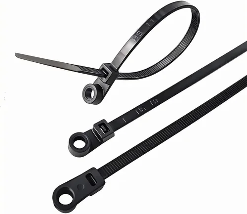 Miniatura 7 de HS Bridas de plástico con agujeros para tornillos (paquete de 100) 7.5 pulgadas, cabeza de montaje eléctrica, 50 libras, color negro UV