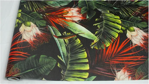Miniatura 9 de HAOKHOME Papel tapiz removible con diseño floral de selva para despegar y pegar, papel de pared de vinilo negro/verde/rojo, papel de contacto, 17.7
