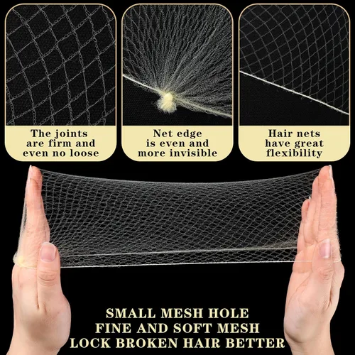 Miniatura 3 de 400 redes para el cabello para mujer, servicio de alimentos y moños de ballet, malla elástica invisible con bordes, 20 pulgadas (beige)