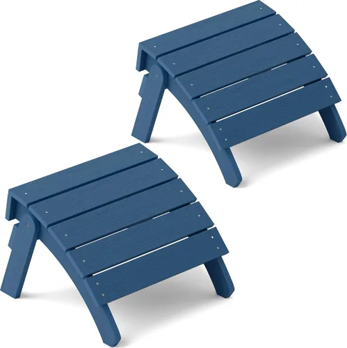 Miniatura 13 de YEFU Adirondack - Juego de 2 otomanas Adirondack, reposapiés de patio, reposapiés Adirondack plegable, resistente a la intemperie para silla Gris