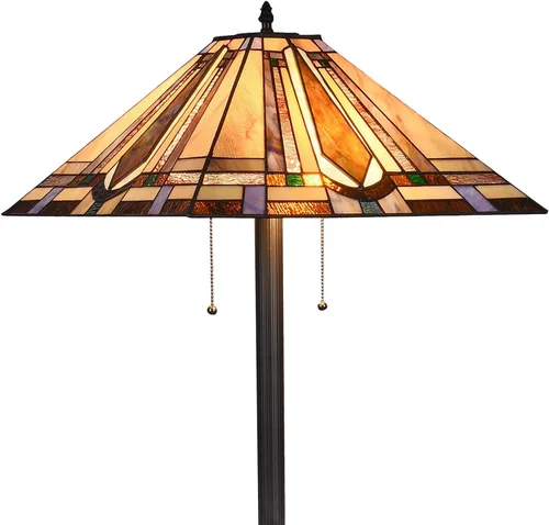 Tiffany Style Mission - Lámpara de pie de 65 pulgadas de alto con vitrales para sala de estar, lectura, dormitorio, oficina, multicolor F1701