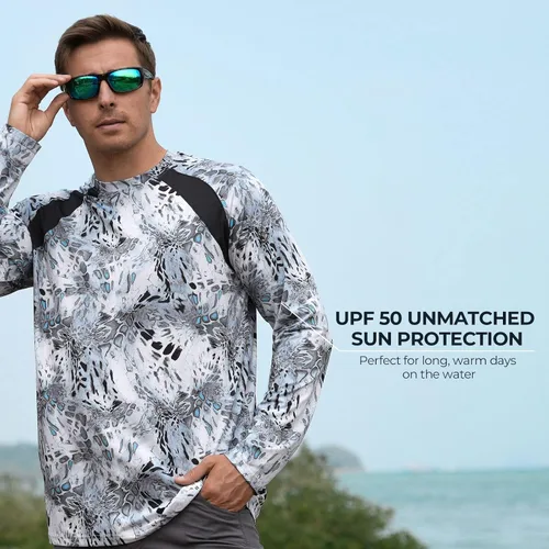 Miniatura 4 de KastKing Camisas de pesca UPF 50 para hombre, camisa de pesca de manga larga, transpirable, absorbe la humedad, camisas de sol para hombres