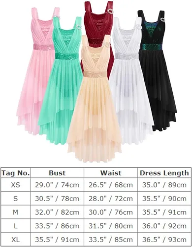 Miniatura 7 de ODASDO Vestido de baile lírico para mujeres adultas, moderno, contemporáneo, con lentejuelas, tul de malla, falda alta y baja, ropa de baile