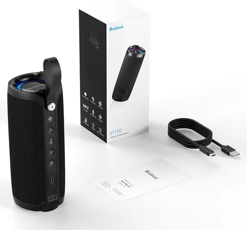 Miniatura 9 de Bobtot Altavoz Bluetooth portátil, altavoz impermeable IPX6 con graves profundos, sonido fuerte de 15 W, RGB, tiempo de reproducción de 15 horas