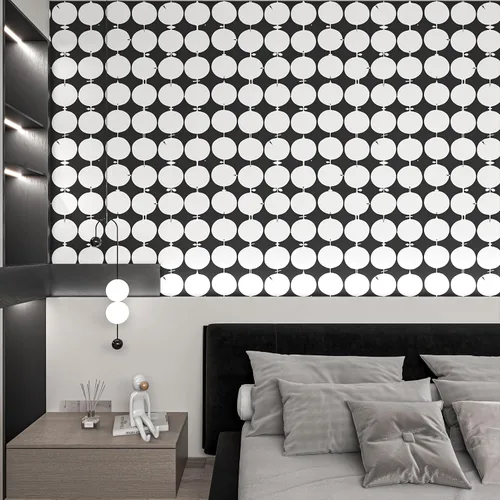 Miniatura 2 de MelunMer Papel tapiz blanco y negro para despegar y pegar, papel de contacto geométrico geométrico para armarios y cajones, autoadhesivo, extraíble