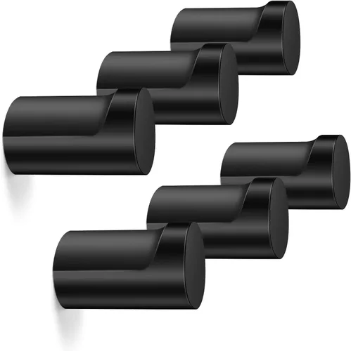 BSDONTE Ganchos de pared de madera (paquete de 6), ganchos decorativos negros – resistentes, colgadores de pared para abrigos, mochilas, toallas,