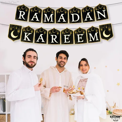 Miniatura 7 de KatchOn, Ramadan Kareem Banner - 10 pies, negro y dorado, cartulina, rectangular