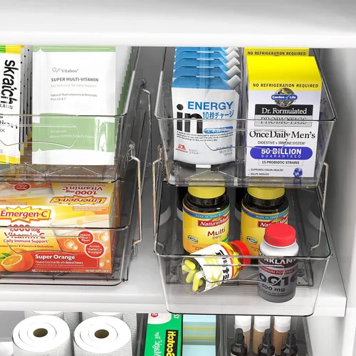 Miniatura 6 de Simple Houseware - Cajón organizador de cesta extraíble de 2 niveles, transparente