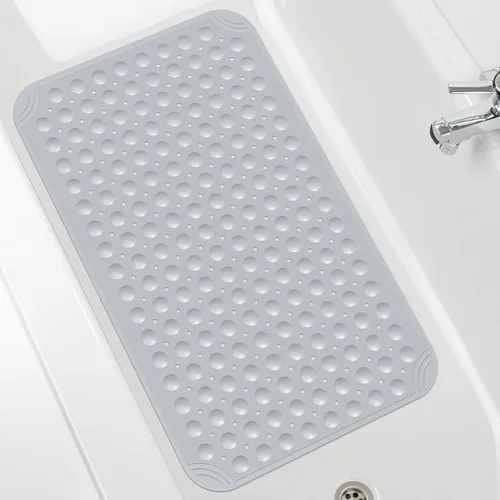 Miniatura 10 de OTHWAY Tapete antideslizante para bañera, 31 x 19 pulgadas, tapete de baño TPE para bañera con orificios de drenaje y ventosas, tapetes