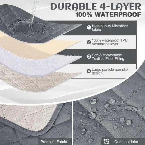 Miniatura 3 de KinCam Funda 100% impermeable para sofá reclinable con consola, fundas para sofá reclinable antideslizante para 3 asientos, protector de muebles