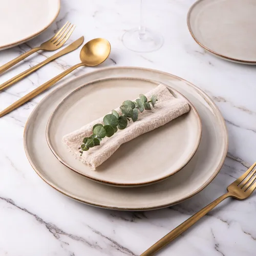 Miniatura 5 de Juego de Platos de Cerámica AmorArc de 6, Platos de Barro de Esmalte Reactivo Hechos a Mano de 8.5 Pulgadas para Postre, Ensalada, Aperitivo, Cena