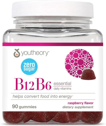 Miniatura 8 de Youtheory Vitamina B12 B6, suplemento diario de energía y apoyo cerebral, sabor líquido a frambuesa, 12 paquetes de 1 oz de una sola porción