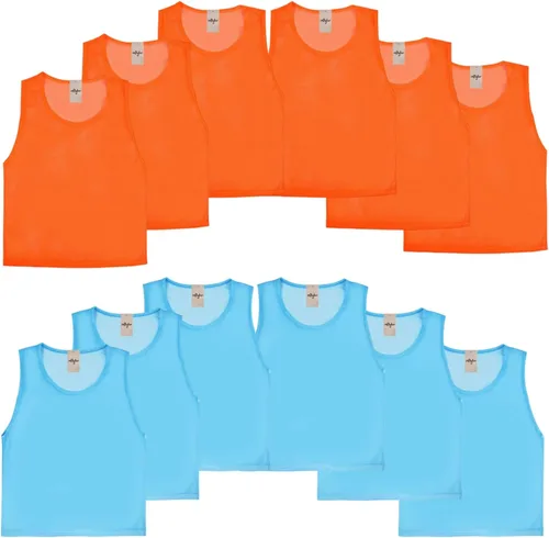 Pinnies Scrimmage - Camiseta de práctica Penny para jóvenes, adultos, baloncesto, fútbol, voleibol 6 naranja + 6 azul