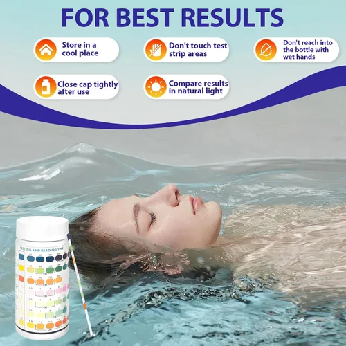 Miniatura 5 de Tiras de prueba de bañera de hidromasaje, kit de prueba de dureza de agua de 100 tiras, tiras de prueba de spa 7 en 1 para bañera de hidromasaje