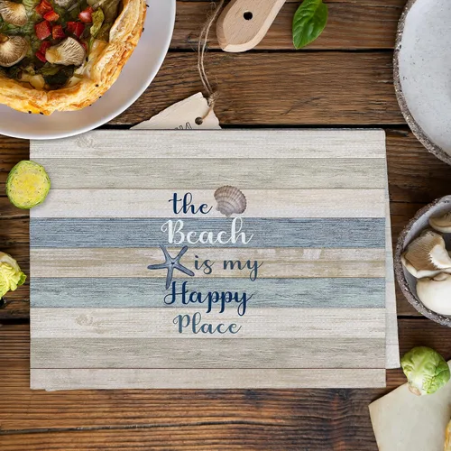 Miniatura 3 de Juego de 2 toallas de cocina y paños de cocina de playa costera, decoración de playa, decoración de baño con temática náutica, paños de cocina
