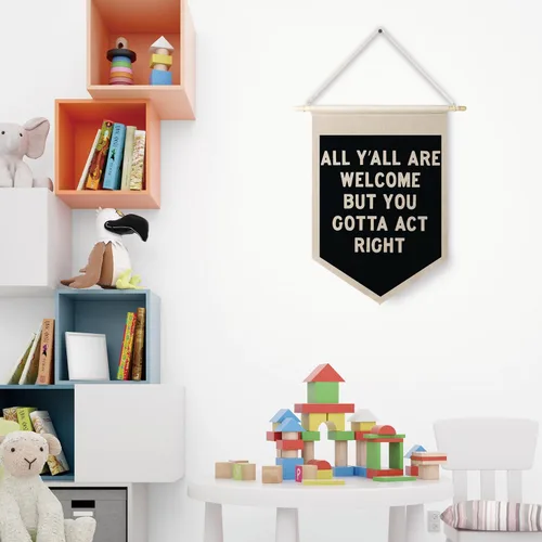 Miniatura 2 de Qpenm Todas Son Bienvenidas Bandera Colgante de Lona para Pared, Impresiones de Banderín Colgante de Bienvenida, Carteles Graciosos e Impresiones