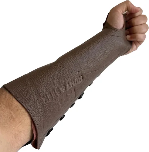 Miniatura 2 de Protector de brazo de cuero hecho a mano para mujeres y hombres, protector ajustable y ligero para caza, tiro al blanco para jóvenes y adultos