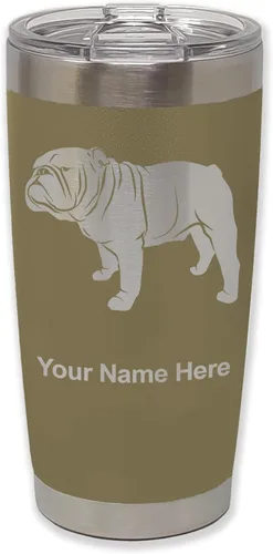 Miniatura 36 de LaserGram Vaso aislado al vacío de 20 onzas, Bulldog Dog, grabado personalizado incluido (negro)