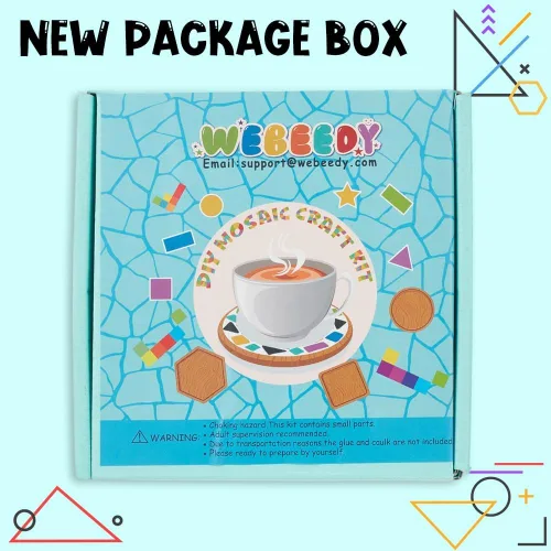 Miniatura 8 de WEBEEDY Juego de 3 posavasos de mosaico para manualidades, kits de mosaico de colores mixtos de vidrio con posavasos de bambú para adultos