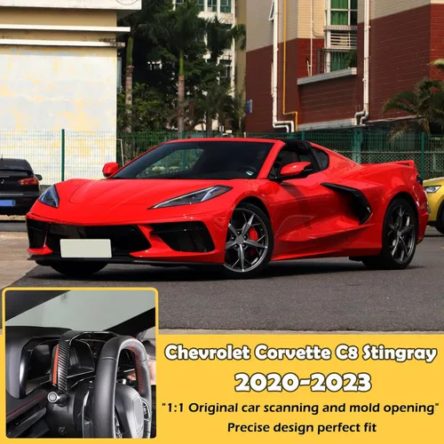 Miniatura 6 de Marco de cubierta de tablero de instrumentos compatible con Chevrolet Corvette C8 2020-2023, accesorios interiores (patrón de fibra de carbono)