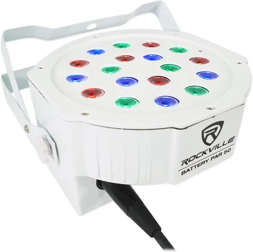Miniatura 4 de (3) Rockville Battery PAR 50 Blanco Recargable LED DMX DJ Wash Up Lights+Bag