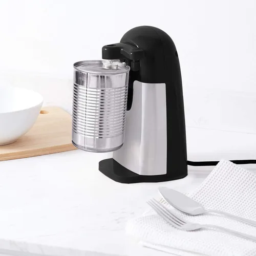 Miniatura 6 de Amazon Basics - Abrelatas eléctrico 3 en 1, abridor de botellas y afilador de cuchillos, con cuchilla de acero inoxidable, soporte magnético