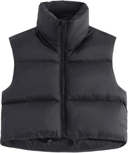 Miniatura 2 de Cegerne Chaleco corto de invierno para mujer, ligero, sin mangas, cálido, con cuello alto, con cremallera, chaleco acolchado
