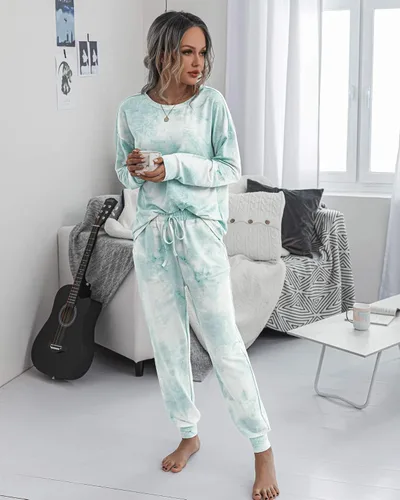Miniatura 49 de Prettygarden - Conjunto de pijama de dos piezas para mujer, diseño de teñido anudado, sudadera informal de manga larga con pantalones largos, ropa