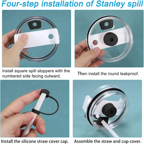 Miniatura 5 de PATIKIL Tapón de silicona para popote 2.0 de 40 onzas/30 onzas, juego de 12 accesorios para vasos que incluye 4 tapas para pajilla, 4 tapones