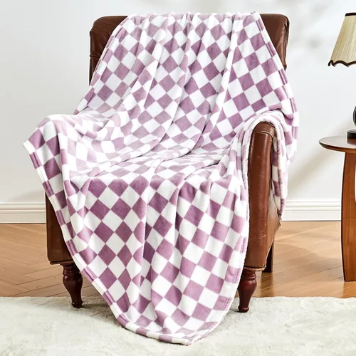 Miniatura 18 de Edenleaf Manta a cuadros rosa, manta de forro polar ultrasuave para sofá, cama y viajes, mantas de lujo para todas las estaciones, 50 x 60 pulgadas