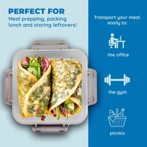 Miniatura 4 de Contenedor de sándwich: 2 unidades reutilizables, sin BPA, almacenamiento de alimentos de plástico con tapa a presión a prueba de fugas