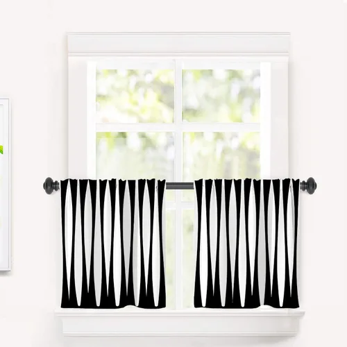 Miniatura 134 de Cortinas opacas de poliéster multicapa para cafetería, con diseño de diamantes, 2 unidades, 26 x 24 pulgadas
