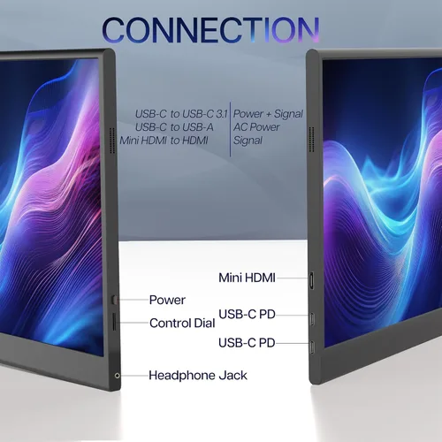 Miniatura 4 de VIVO Monitor portátil de 15.6 pulgadas con soporte de sujeción para extensor de pantalla de laptop, se adapta a portátiles de hasta 18.5 pulgadas