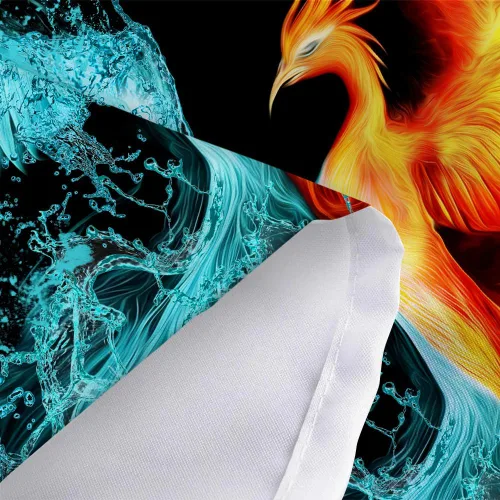 Miniatura 7 de DYNH Tapiz de Fénix de fantasía, hielo de agua y fuego, animal fénix, para colgar en la pared para dormitorio, tapiz estético para hombres, manta