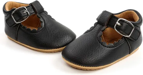 Miniatura 123 de RVROVIC Mocasines de princesa para bebé, zapatos brillantes de Mary Jane, zapatos de cuna de suela suave y ligera de primera calidad, zapatos
