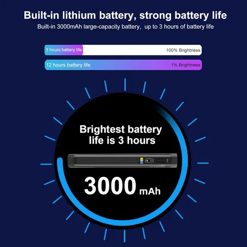 Miniatura 5 de OBEST Luz de video RGB portátil con batería de 3000 mAh, 2500-9000 K, regulable, para estudios fotográficos, TikTok, YouTube Vlogs, 11.8 in