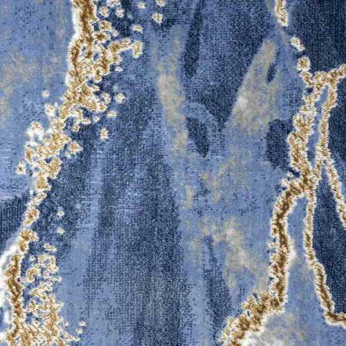 Miniatura 7 de Abani Alfombra contemporánea azul y dorado metálico de 4 x 6 pies, no se desprende, alfombra moderna con estampado de mármol para comedor