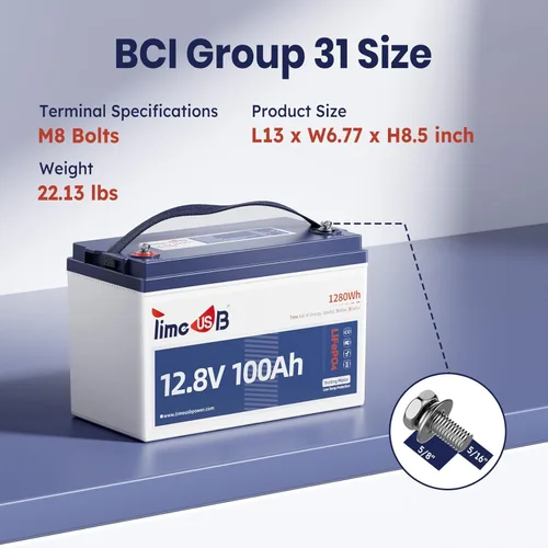 Miniatura 2 de Timeusb Batería marina LiFePO4 de 12 V 100 Ah TM con protección a baja temperatura, BMS de 100 A, más de 15000 ciclos, batería de fosfato de hierro