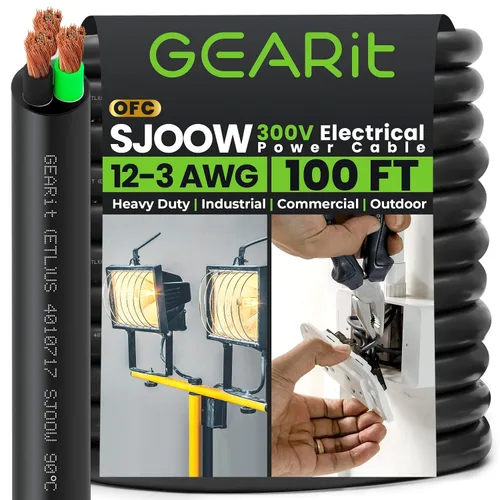 Miniatura 28 de GEARit Cable de alimentación portátil 10/3 10 AWG (100 pies - 3 conductores) SJOOW 300V calibre 10 cable eléctrico para derivaciones de motor, luces