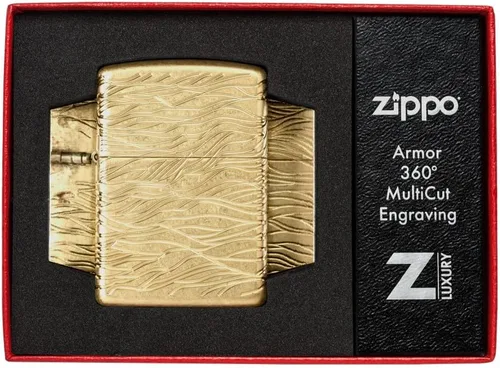 Miniatura 7 de Zippo Encendedor de Bolsillo de Latón Armor Pulido con Diseño de Ondas de Lujo
