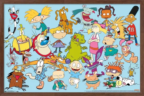 Miniatura 10 de Trends International Póster de pared de personajes de Nickelodeon, 14.725 x 22.375 pulgadas, versión enmarcada de madera de granero