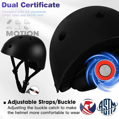 Miniatura 2 de Conjunto de casco de bicicleta para niños pequeños con rodilleras, casco de ciclismo ajustable para niño y niña, equipo de protección