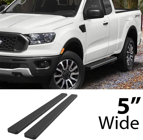 Miniatura 2 de HD Ridez Estribo de acero inoxidable de 5 pulgadas, color negro, compatible con Ford Ranger Super Cab 2019-2023