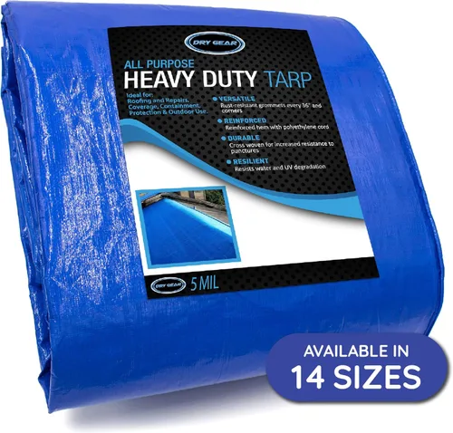 Miniatura 17 de Tarps - Lona azul impermeable de 20 x 30 pulgadas, lona de 5 milésimas de pulgada de grosor para exteriores, lona de protección multiusos